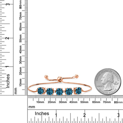 5.94カラット  天然 ロンドンブルートパーズ ブレスレット  ラボグロウンダイヤモンド シルバー925 18金 ピンクゴールド 加工  11月 誕生石