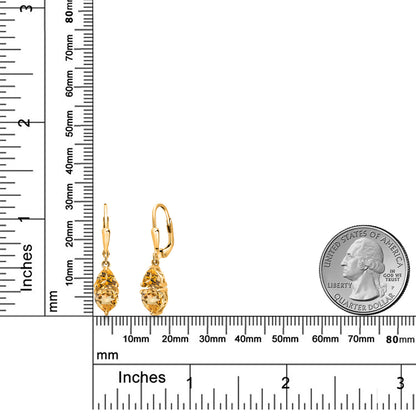 2.12カラット 天然 シトリン ピアス シルバー925 18金 イエローゴールド 加工 11月 誕生石