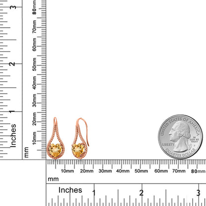 2カラット 天然 シトリン ピアス シルバー925 18金 ピンクゴールド 加工 11月 誕生石