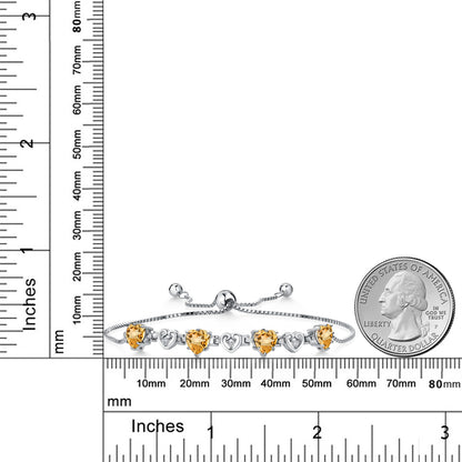 2.64カラット 天然 シトリン ブレスレット ラボグロウンダイヤモンド シルバー925 11月 誕生石