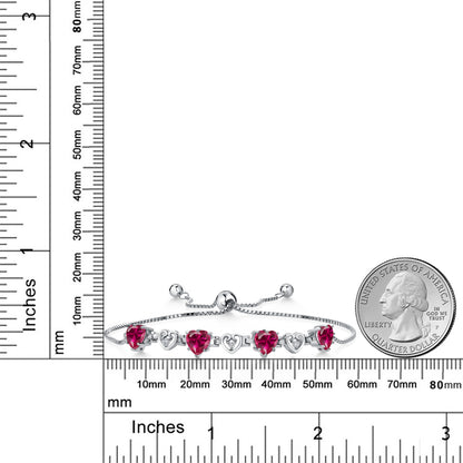 3.88カラット シンセティック ルビー ブレスレット ラボグロウンダイヤモンド シルバー925 7月 誕生石
