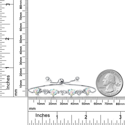 3.04カラット シミュレイテッド ホワイトオパール ブレスレット ラボグロウンダイヤモンド シルバー925 10月 誕生石
