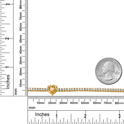 4.33カラット 天然 シトリン テニスブレスレット モアサナイト シルバー925 18金 イエローゴールド 加工 11月 誕生石