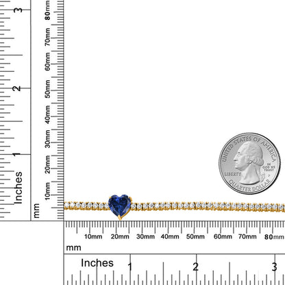 3.93カラット シンセティック サファイア テニスブレスレット モアサナイト シルバー925 18金 イエローゴールド 加工 9月 誕生石