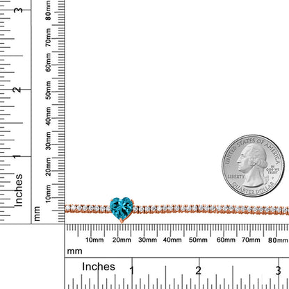 5.08カラット 天然 ロンドンブルートパーズ テニスブレスレット モアサナイト シルバー925 18金 ピンクゴールド 加工 11月 誕生石