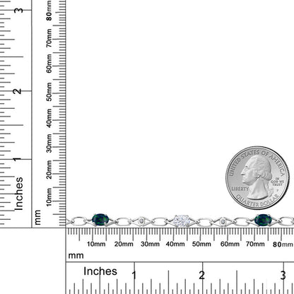 3.04カラット シミュレイテッド グリーンオパール チェーン ブレスレット モアサナイト シルバー925 10月 誕生石