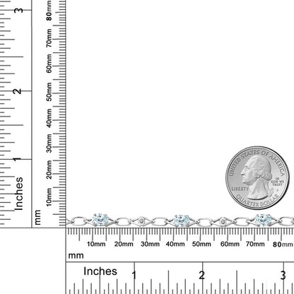 3.04カラット 天然 アクアマリン チェーン ブレスレット シルバー925 3月 誕生石