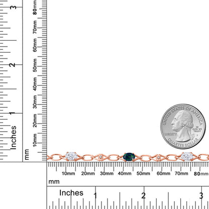 3.04カラット モアサナイト チェーン ブレスレット シミュレイテッド グリーンオパール シルバー925 18金 ピンクゴールド 加工