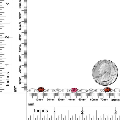 3.17カラット 天然 ガーネット チェーン ブレスレット 天然 ピンクトルマリン シルバー925 1月 誕生石