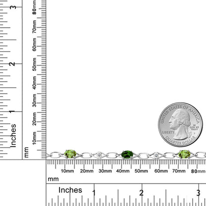 3.19カラット 天然石 ペリドット チェーン ブレスレット 天然 クロムダイオプサイド シルバー925 8月 誕生石