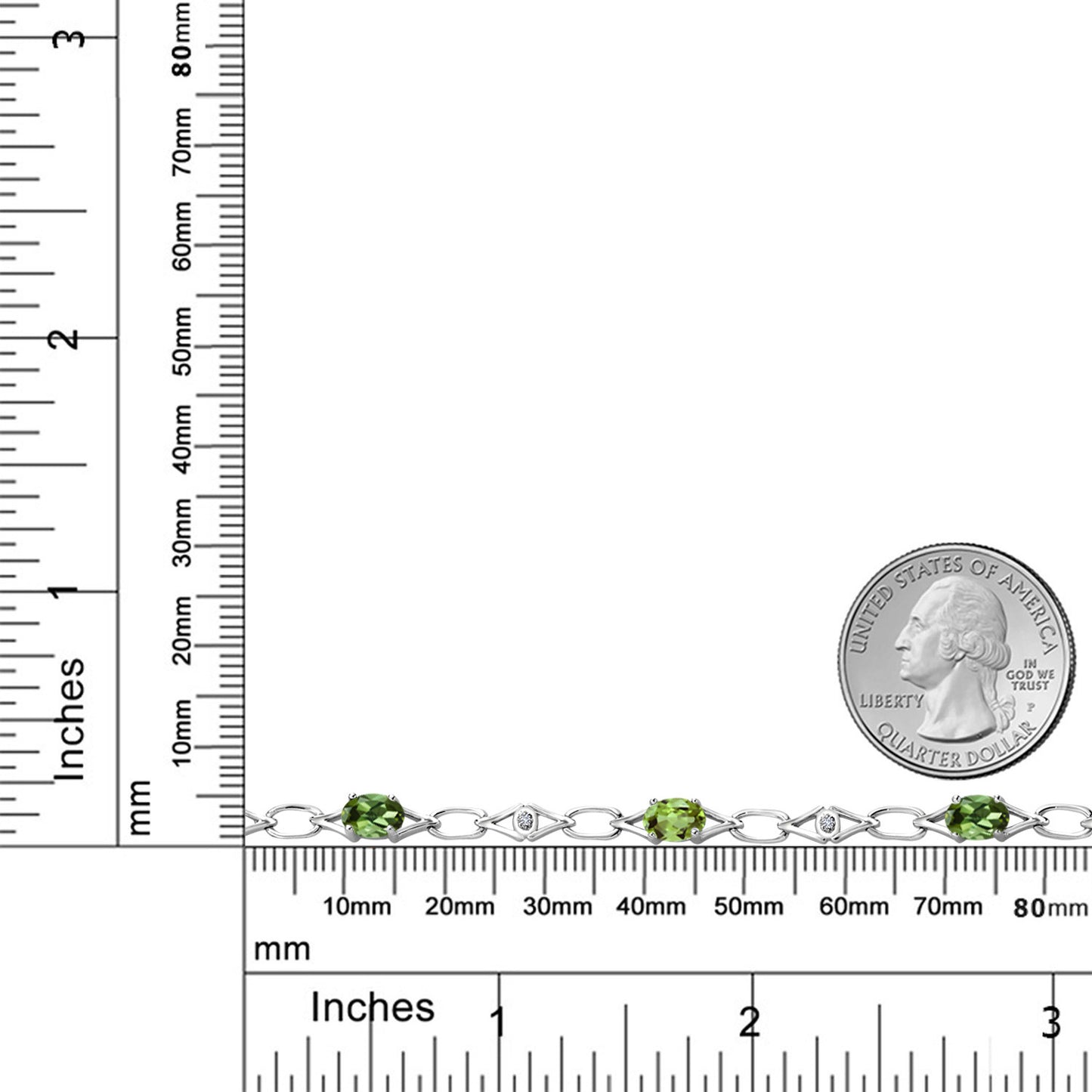 3.04カラット 天然 グリーントルマリン チェーン ブレスレット 天然石 ペリドット シルバー925 10月 誕生石