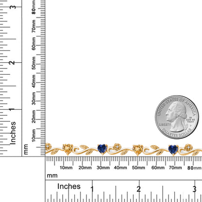 4.84カラット  天然 シトリン ブレスレット  シンセティック サファイア シルバー925 18金 イエローゴールド 加工  11月 誕生石