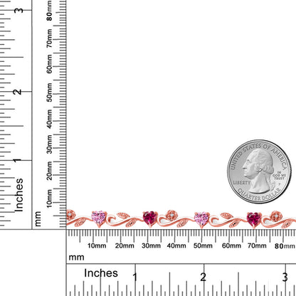 5.54カラット ピンク モアサナイト ブレスレット シンセティック ルビー シルバー925 18金 ピンクゴールド 加工