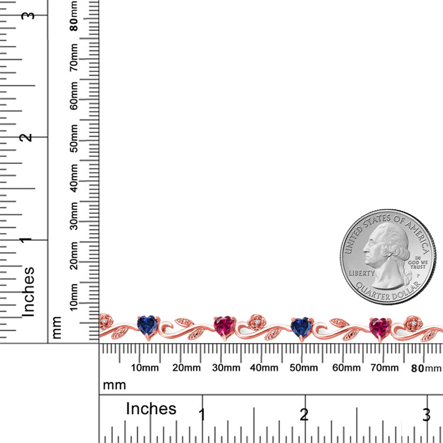 5.54カラット  シンセティック サファイア ブレスレット  シンセティック ルビー シルバー925 18金 ピンクゴールド 加工  9月 誕生石