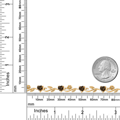 4.44カラット  天然 スモーキークォーツ ブレスレット   シルバー925 18金 イエローゴールド 加工
