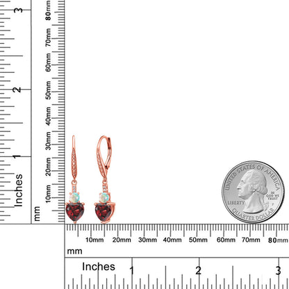 3.13カラット 天然 ガーネット ピアス シミュレイテッド ホワイトオパール シルバー925 18金 ピンクゴールド 加工 1月 誕生石