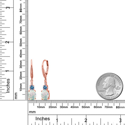 2.49カラット シミュレイテッド ホワイトオパール ピアス ブルー モアサナイト シルバー925 18金 ピンクゴールド 加工 10月 誕生石