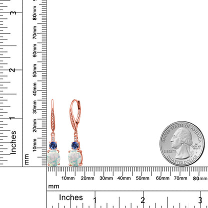 2.53カラット シミュレイテッド ホワイトオパール ピアス シンセティック サファイア シルバー925 18金 ピンクゴールド 加工 10月 誕生石