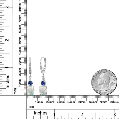2.53カラット シミュレイテッド ホワイトオパール ピアス シンセティック サファイア シルバー925 10月 誕生石