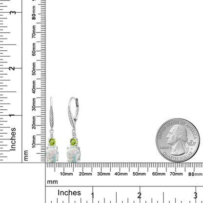 2.63カラット シミュレイテッド ホワイトオパール ピアス 天然石 ペリドット シルバー925 10月 誕生石
