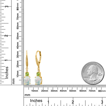 2.63カラット シミュレイテッド ホワイトオパール ピアス 天然石 ペリドット シルバー925 18金 イエローゴールド 加工 10月 誕生石