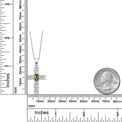 2.5カラット ラボグロウンダイヤモンド クロス ネックレス 天然 グリーントルマリン シルバー925