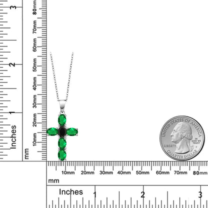 2.4カラット ナノエメラルド クロス ネックレス 天然 オニキス シルバー925 5月 誕生石