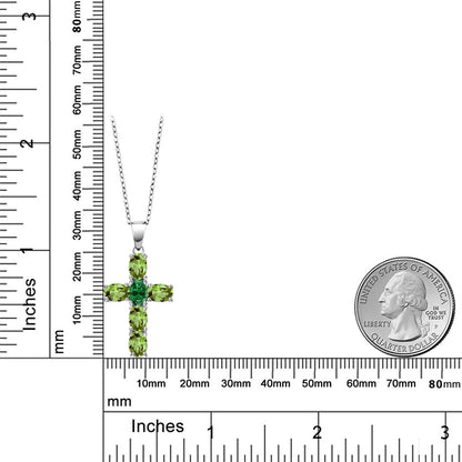 2.85カラット 天然石 ペリドット クロス ネックレス シルバー925 8月 誕生石