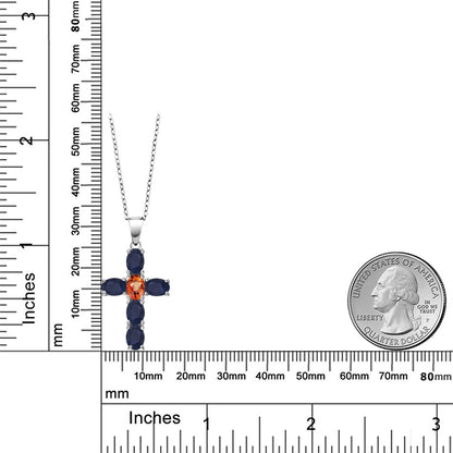 3.33カラット 天然 サファイア クロス ネックレス 天然 オレンジサファイア シルバー925 9月 誕生石