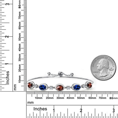 5.1カラット 天然 ガーネット ブレスレット シンセティック サファイア シルバー925 1月 誕生石