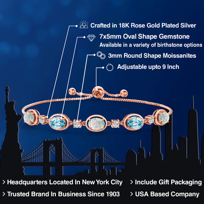 5.6カラット シミュレイテッド ホワイトオパール ブレスレット 天然石 ブルージルコン シルバー925 18金 ピンクゴールド 加工 10月 誕生石