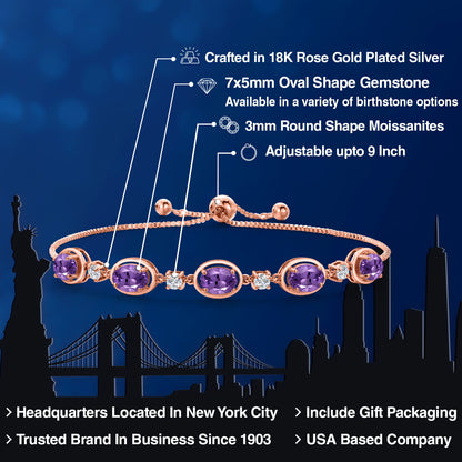 3.85カラット 天然 アメジスト ブレスレット シルバー925 18金 ピンクゴールド 加工 2月 誕生石