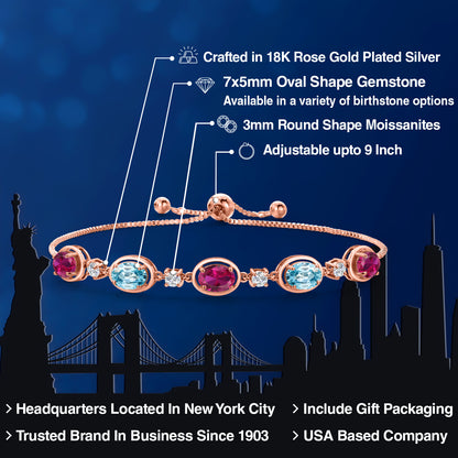 5.15カラット シンセティック ルビー ブレスレット 天然石 ブルージルコン シルバー925 18金 ピンクゴールド 加工 7月 誕生石
