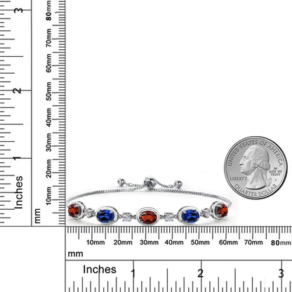 4.71カラット 天然 ガーネット ブレスレット シンセティック サファイア シルバー925 1月 誕生石