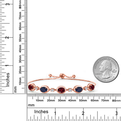 4.8カラット 天然 ロードライトガーネット ブレスレット 天然 サファイア シルバー925 18金 ピンクゴールド 加工 1月 誕生石