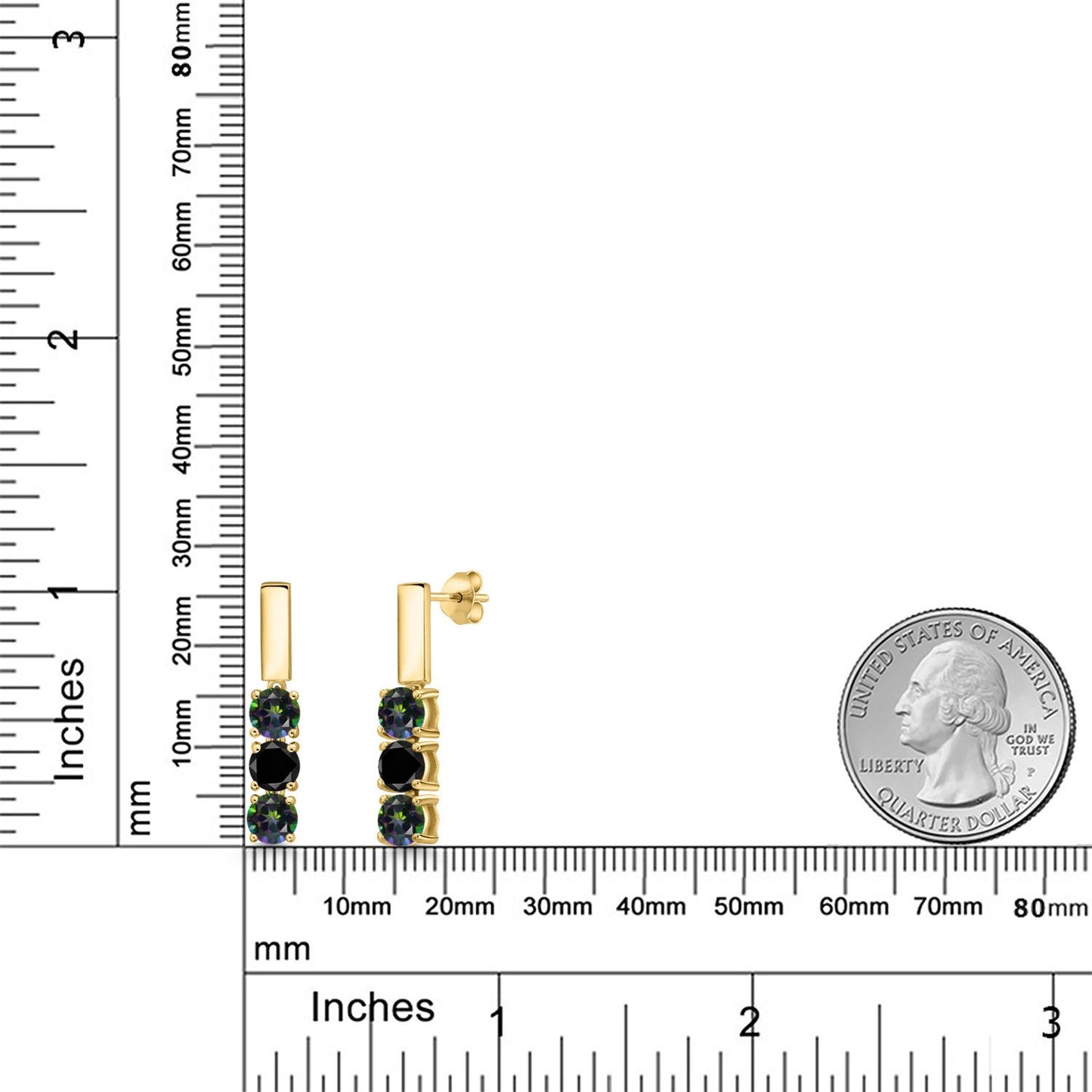 1.65カラット 天然石 ミスティックトパーズ ピアス 天然 ブラックダイヤモンド シルバー925 18金 イエローゴールド 加工 11月 誕生石