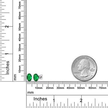 2.40カラット オーバル シミュレイテッド エメラルド シルバー925 スタッドピアス