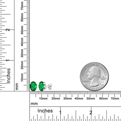2.60カラット オーバル シミュレイテッド エメラルド シルバー925 スタッドピアス