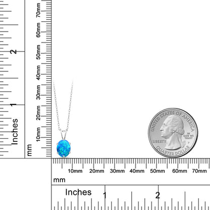 1.05カラット シミュレイテッド ブルーオパール ネックレス シルバー925 10月 誕生石