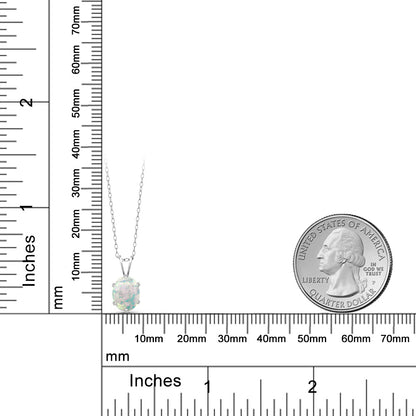 1.05カラット シミュレイテッド ホワイトオパール ネックレス シルバー925 10月 誕生石