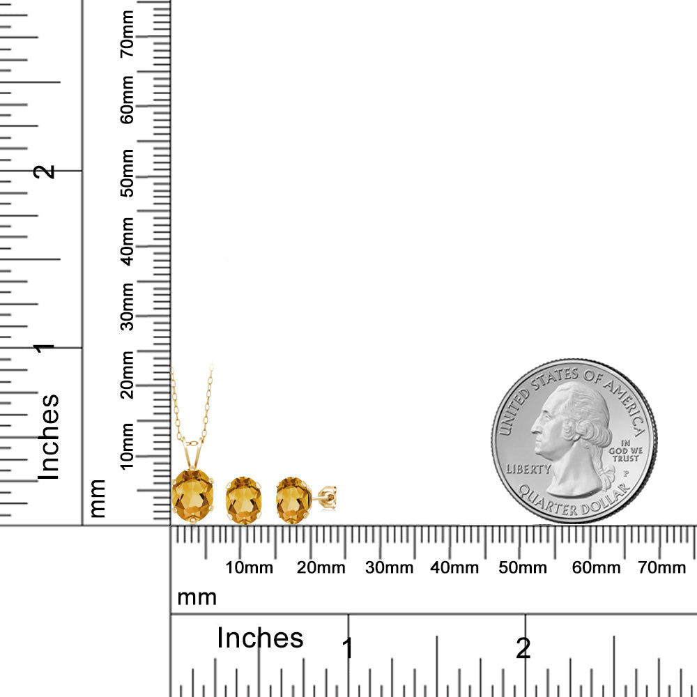 2.45カラット  天然 シトリン ネックレス ピアス セット   シルバー925 18金 イエローゴールド 加工  11月 誕生石