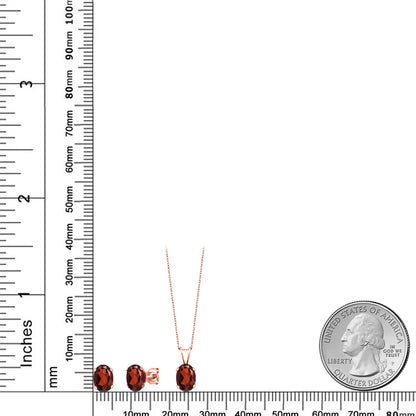 2.01カラット  天然 ガーネット ネックレス ピアス セット   シルバー925 18金 ピンクゴールド 加工  1月 誕生石