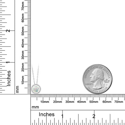 0.3カラット シミュレイテッド ホワイトオパール ネックレス シルバー925 10月 誕生石
