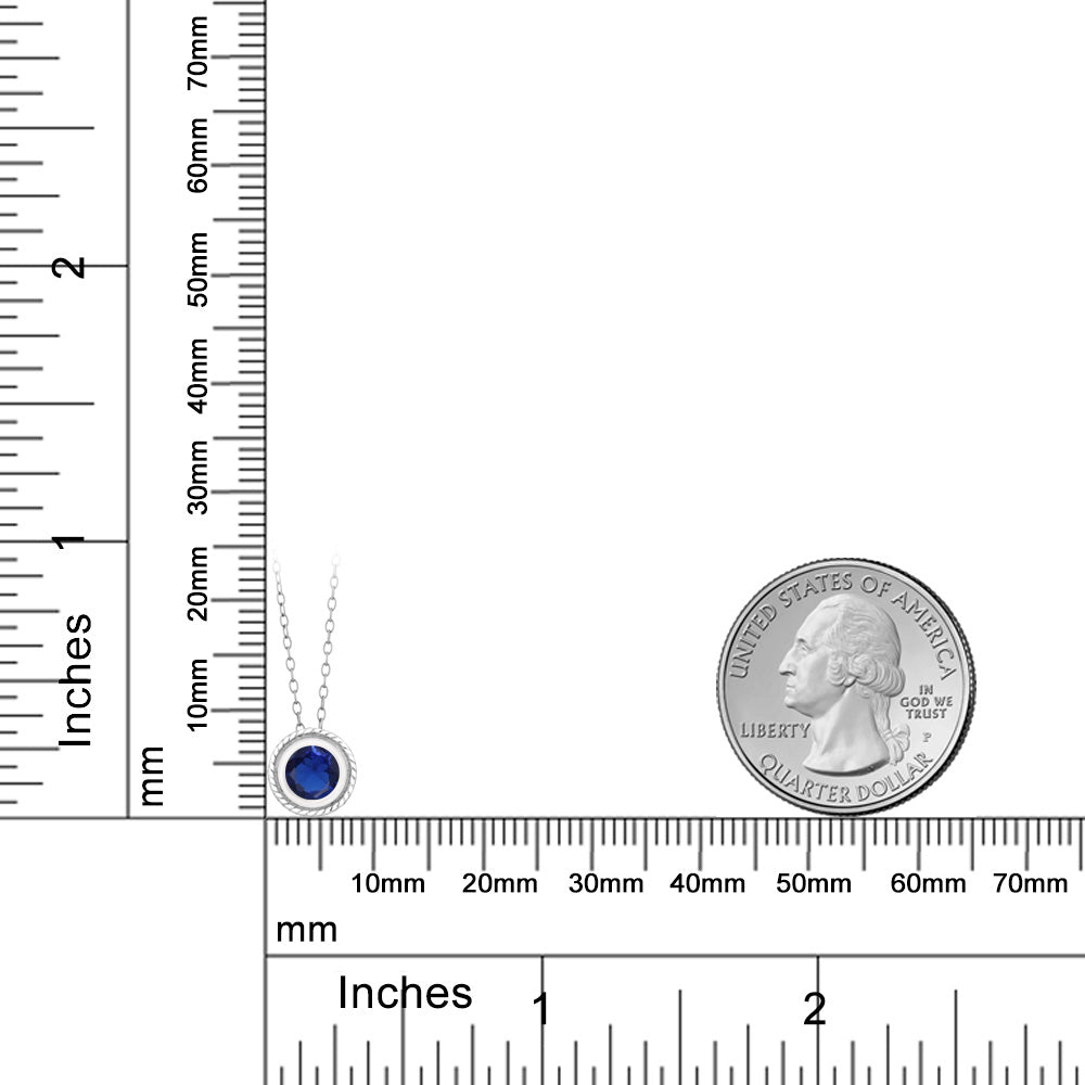 0.75カラット シンセティック サファイア ネックレス シルバー925 9月 誕生石
