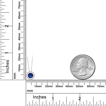 0.75カラット シンセティック サファイア ネックレス シルバー925 9月 誕生石