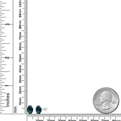 1.26カラット シミュレイテッド グリーンオパール ピアス 14金 ホワイトゴールド K14 10月 誕生石