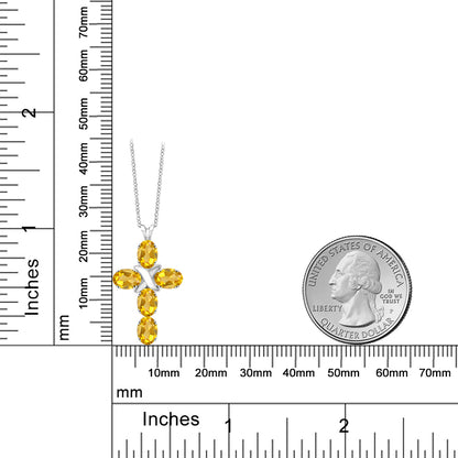 2カラット  天然 シトリン クロス ネックレス   シルバー925  11月 誕生石