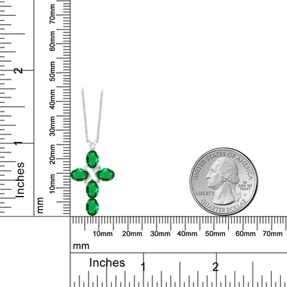2カラット ナノエメラルド クロス ネックレス シルバー925 5月 誕生石