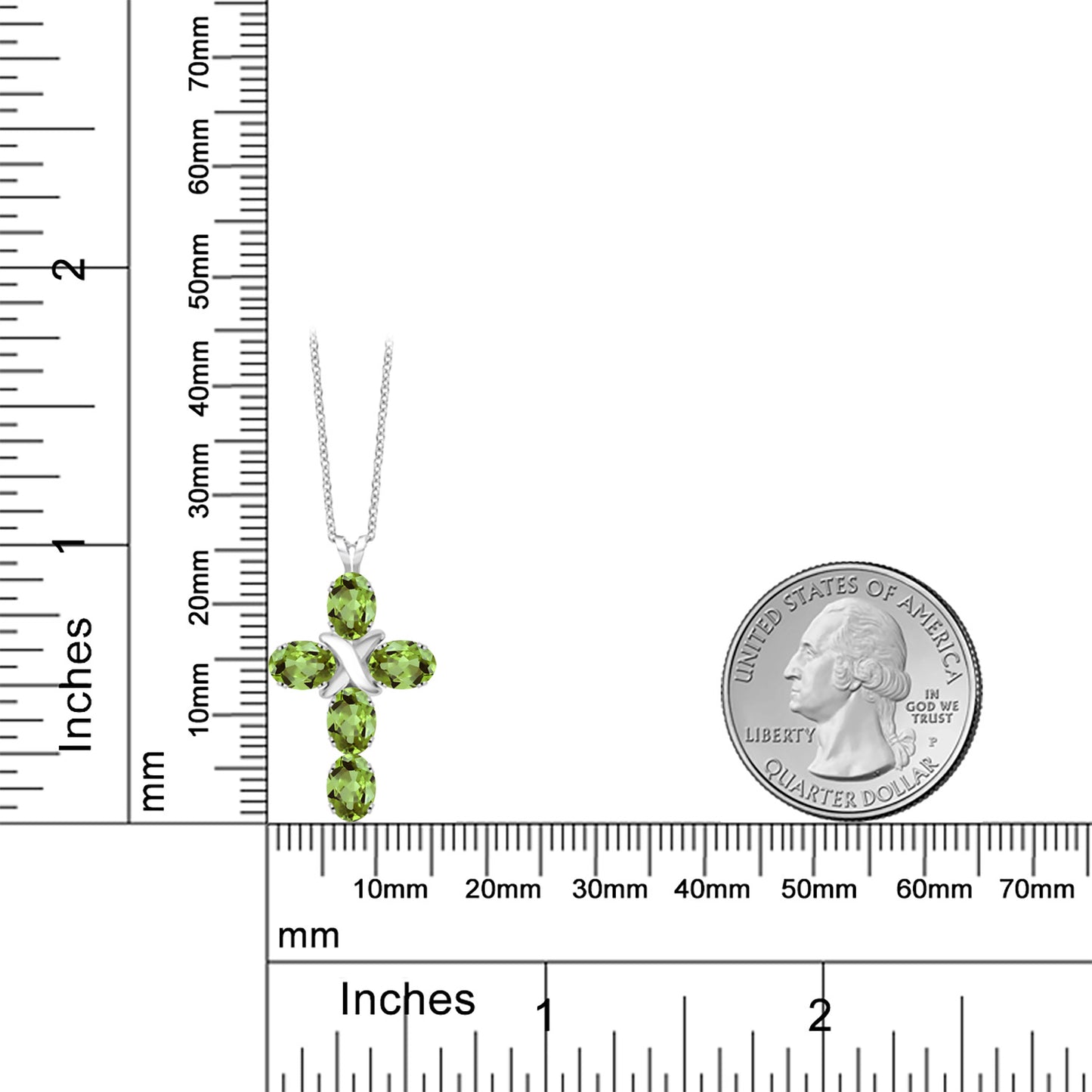 2.5カラット 天然石 ペリドット クロス ネックレス シルバー925 8月 誕生石