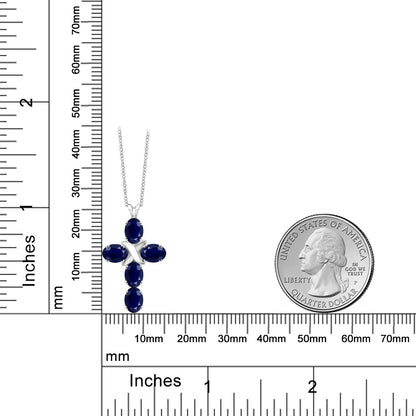 2.75カラット 天然 サファイア クロス ネックレス シルバー925 9月 誕生石